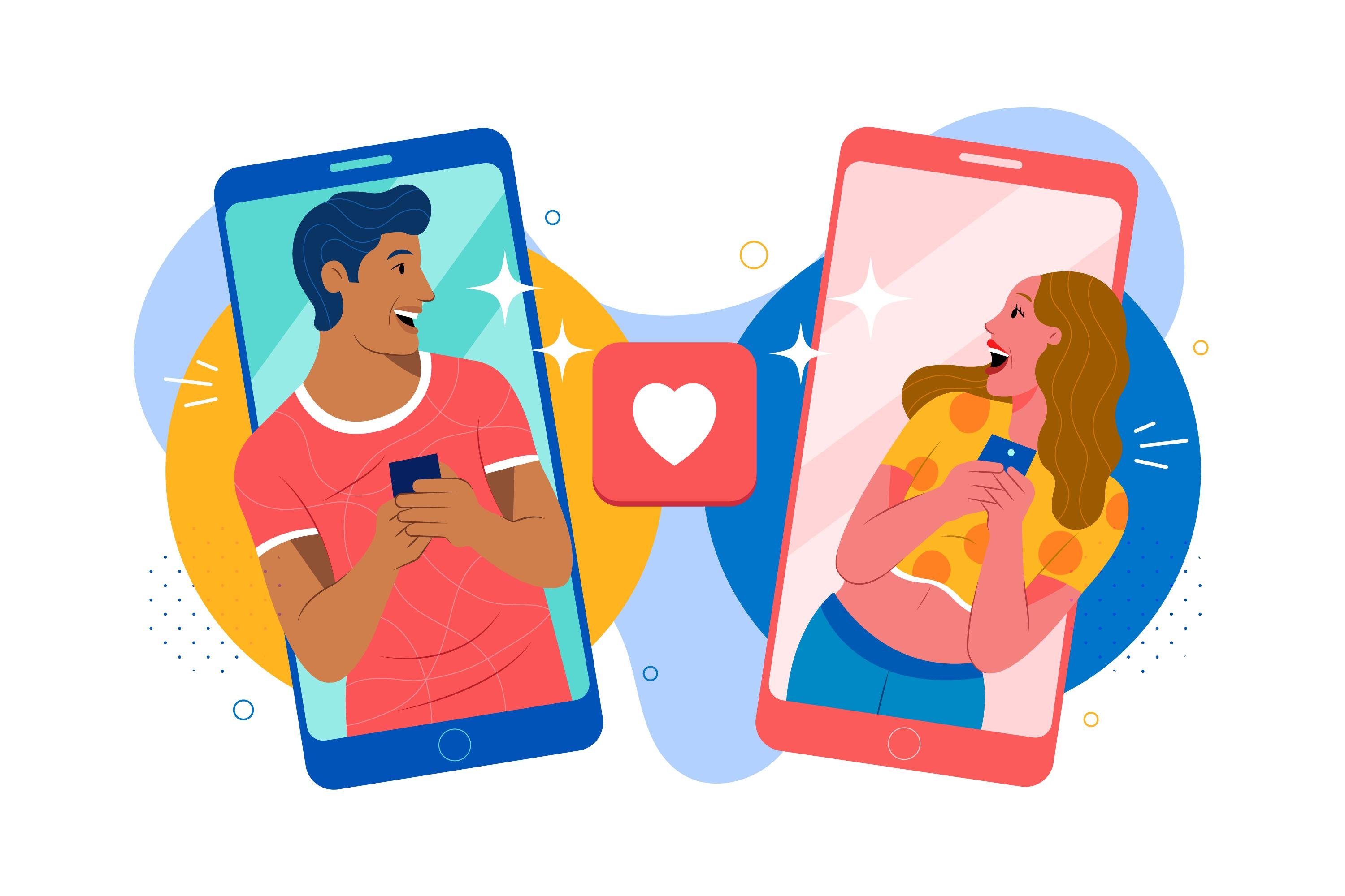 Изображение от <a href="https://ru.freepik.com/free-vector/dating-app-concept_7967139.htm#query=%D0%B7%D0%BD%D0%B0%D0%BA%D0%BE%D0%BC%D1%81%D1%82%D0%B2%D0%B0%20%D0%B2%20%D0%B8%D0%BD%D1%82%D0%B5%D1%80%D0%BD%D0%B5%D1%82%D0%B5&position=4&from_view=search&track=ais">Freepik</a>«></p>
<pre>Изображение от https://ru.freepik.com/</pre>
<h2>Лайфхак №1. Найдите темы для обсуждения в анкете собеседника</h2>
<p>Все гениальное — просто. Изучите фото профиля и анкету своего собеседника. <span class=